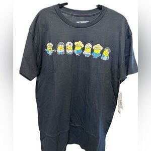 NWT BTS x Despicable Me Black Short Sleeve Graphic Minions Tee Shirt - Size L